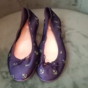 J crew navy canvas flats Size 9